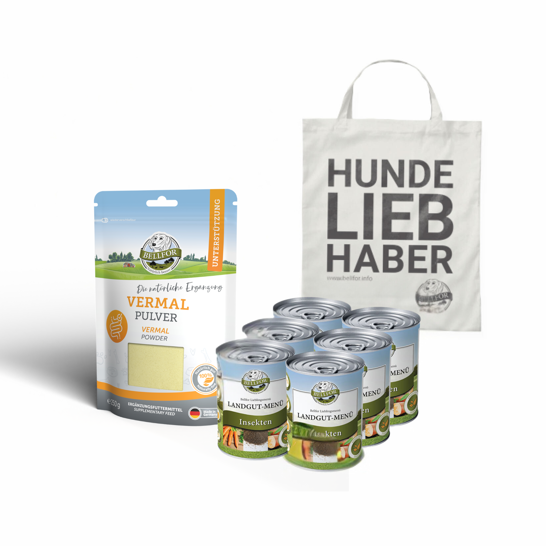 Sparset zur Unterstützung des Magen-Darm-Bereichs für große Hunde - Landgut-Menü 6 x 800 g + Vermal Pulver 250 g