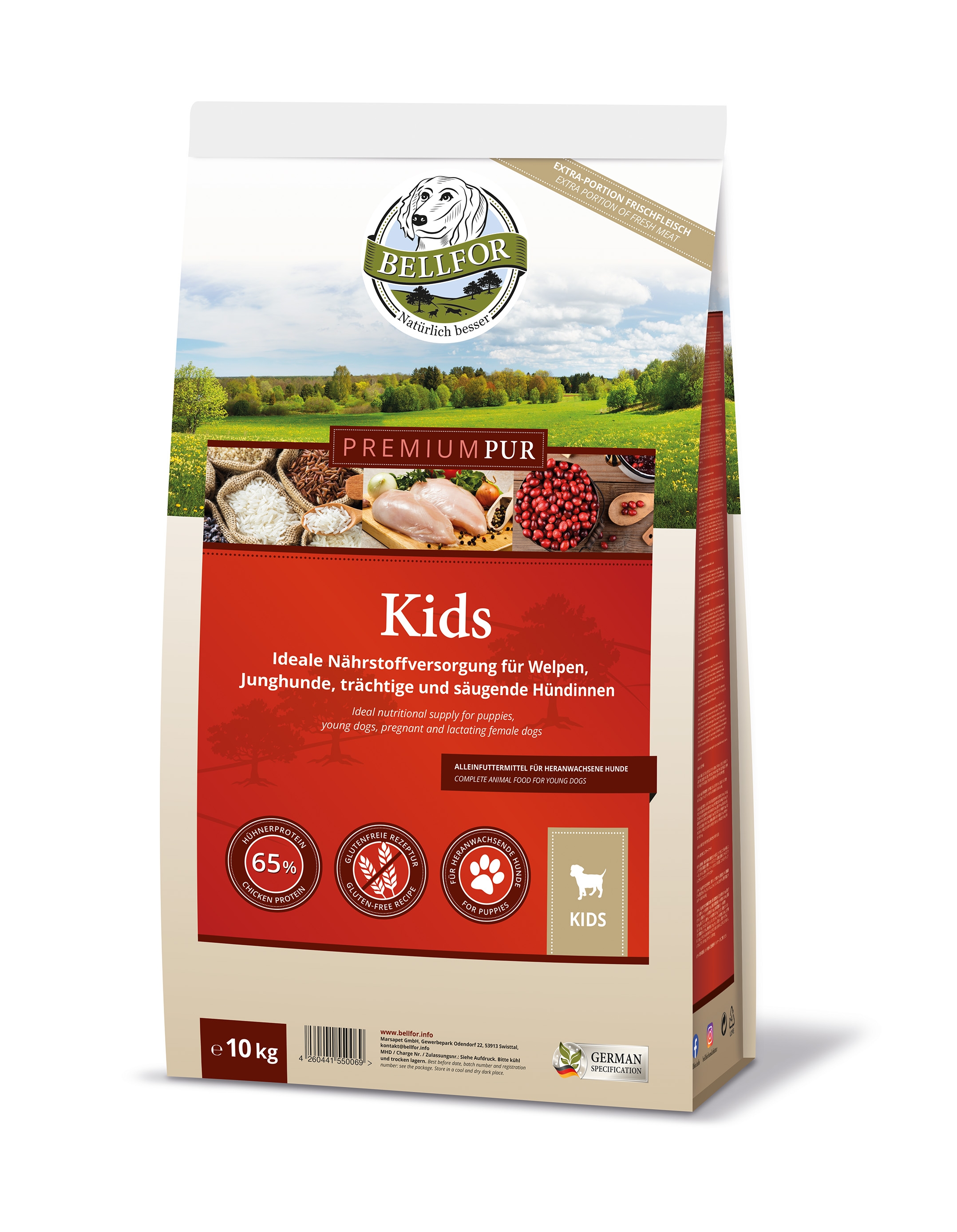 Glutenfrei Hundefutter aus Hühnerfleisch - PREMIUM PUR Kids - 10 kg