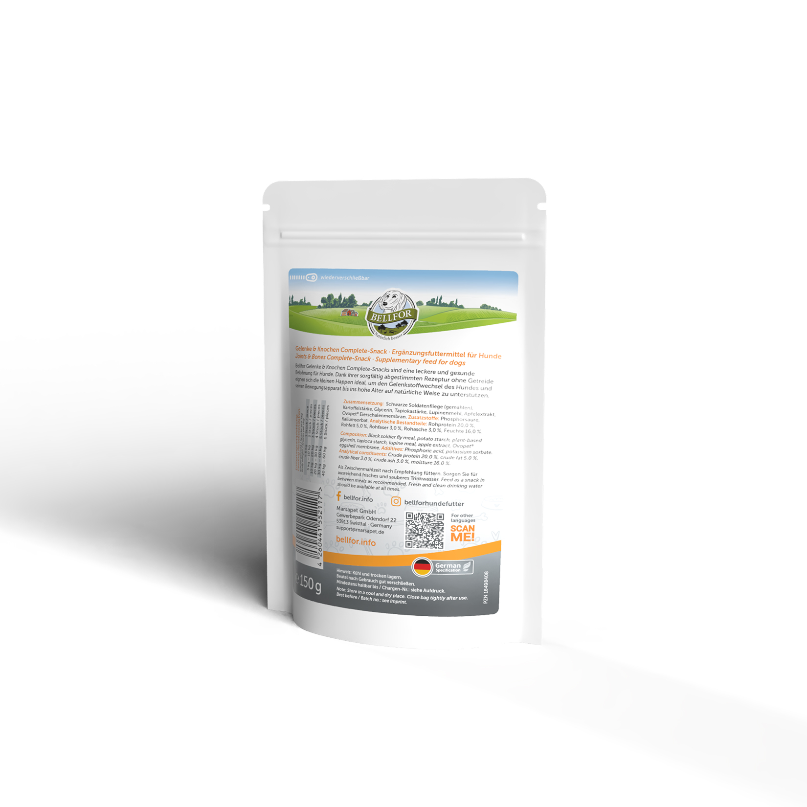 Berner Sennenhund Futter Set - Wiesen-Schmaus 4 kg + Gelenke & Knochen Complete-Snack 150 g + Hirsch Lungenwürfel 200 g