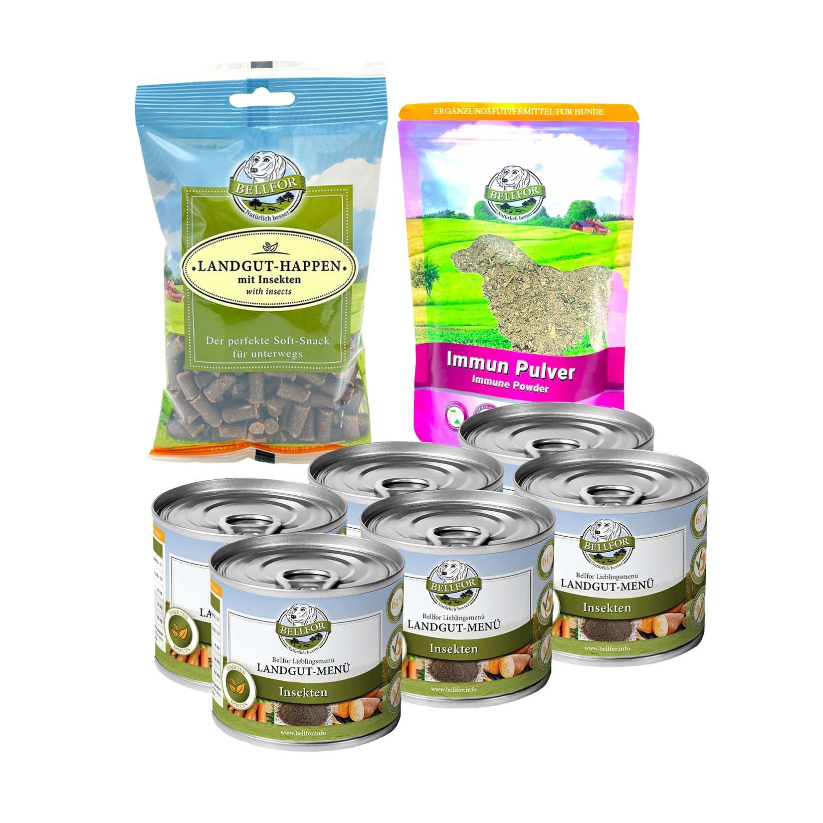 Bellfor Sparset für kleine Hunde mit Leishmaniose - Bellfor Landgut-Menü 6 x 200 g + Bellfor Landgut-Happen 200 g + Bellfor Immun 80 g