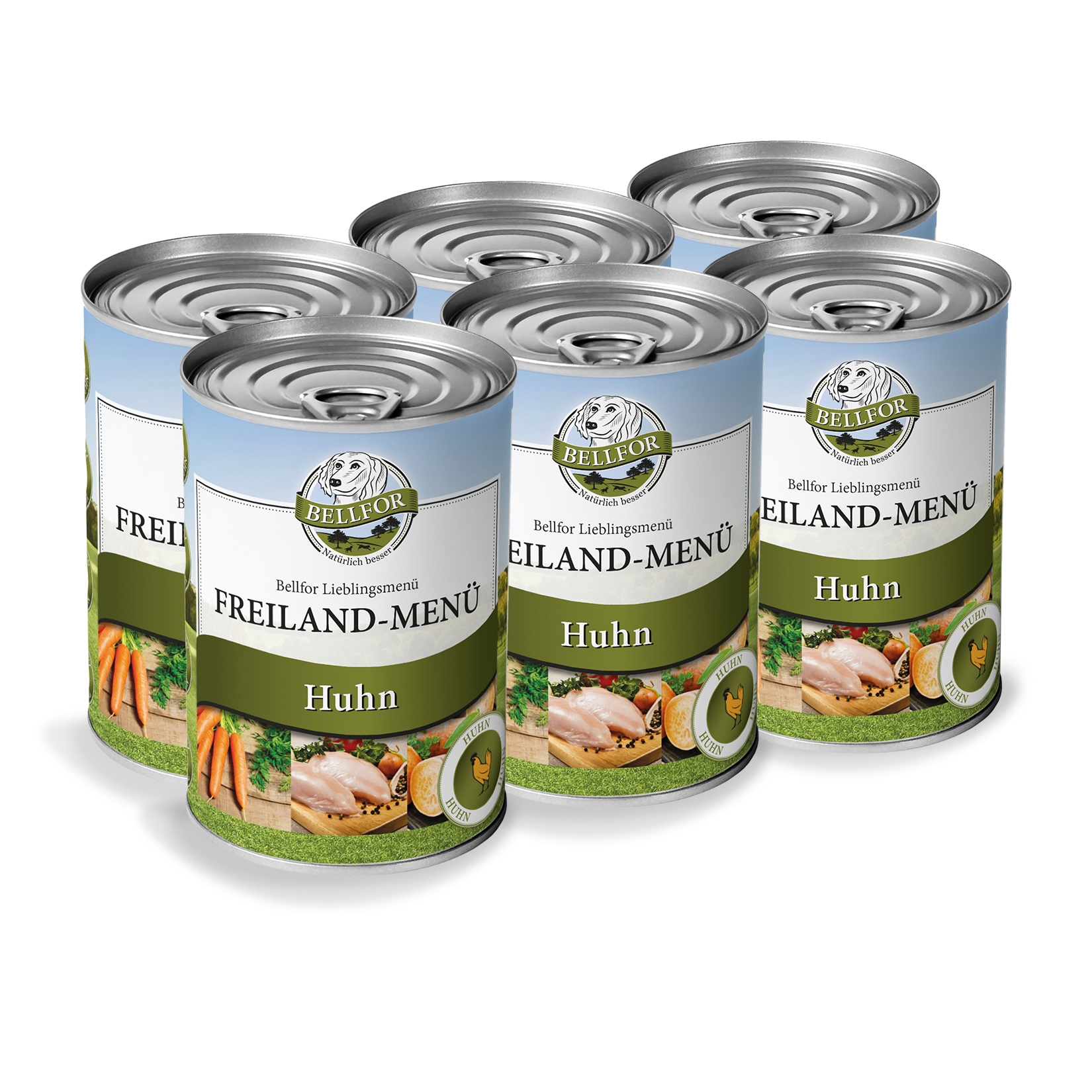 Hundefutter Nass mit Huhn - Freiland-Menü - 6 x 400 g